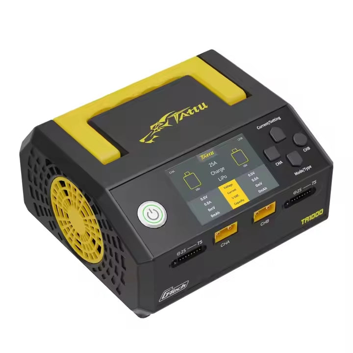 Tattu Ta1000 1000W 25A*2 AC100-240V Lipo/Lihv 1-7s Battery Dual-Channel G-Tech Smart Charger for Industry Drone Uav