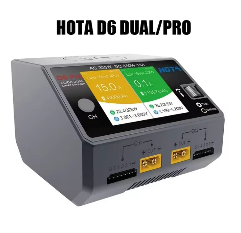 Hota D6 PRO Smart Charger AC200W DC650W 15A with Wireless Charging RC Models Spare Parts Accs