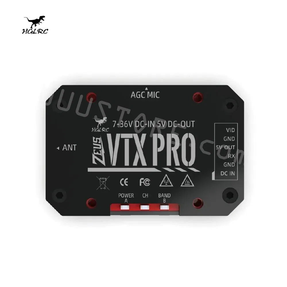 Hglrc Zeus Vtx PRO 1.6W 5.8g 40CH Fpv Built-in Microphone 7-36V for Long Range Fpv Drone Vtx MMCX Antenna Interface