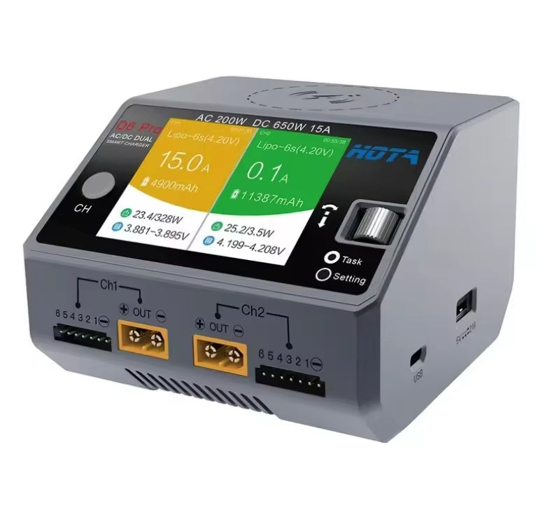 Hota D6 PRO Smart Charger AC200W DC650W 15A with Wireless Charging RC Models Spare Parts Accs