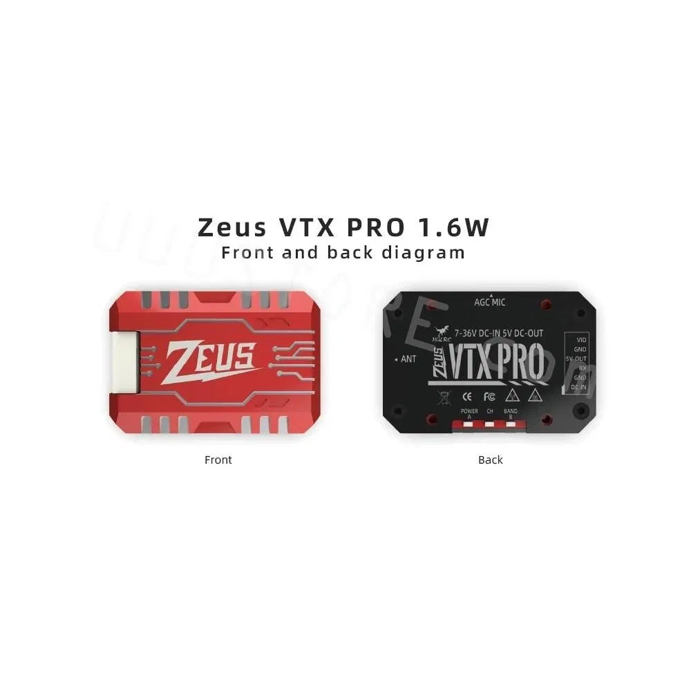 Hglrc Zeus Vtx PRO 1.6W 5.8g 40CH Fpv Built-in Microphone 7-36V for Long Range Fpv Drone Vtx MMCX Antenna Interface