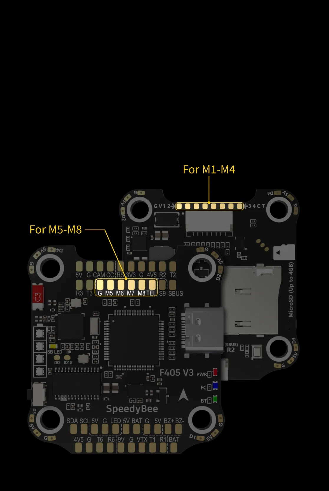 Speedybee Mini F405 V3 Bls 50A 30X30 FC&ESC Stack Type-C USB Port Metal Protection for Camera Flight Controller