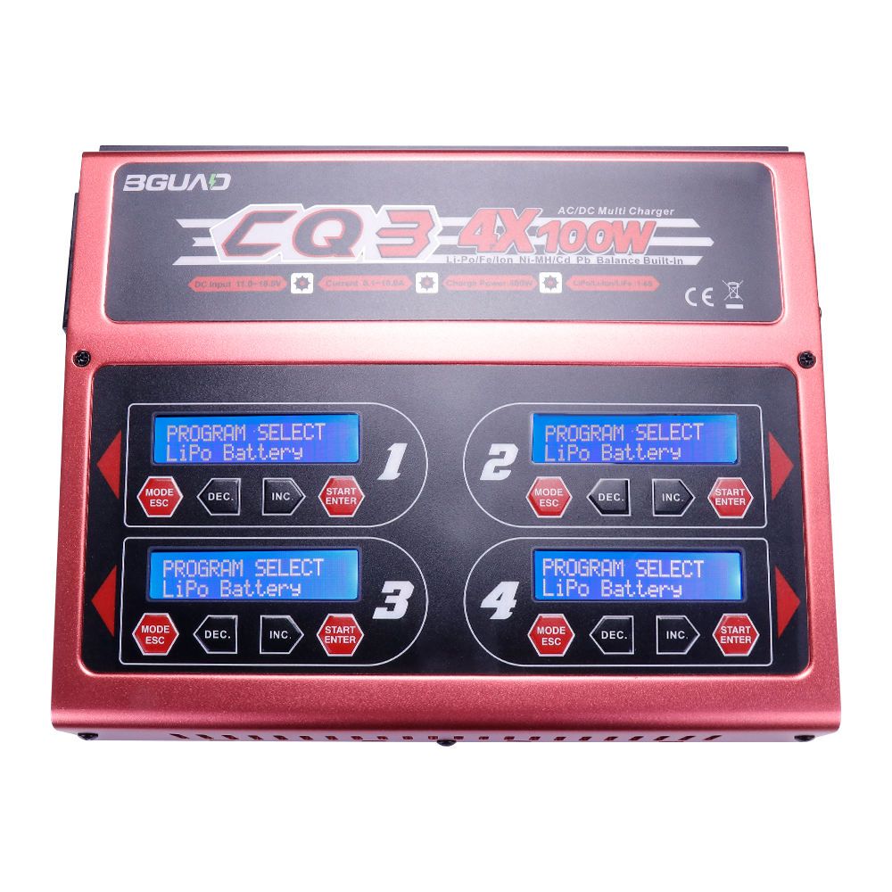 EV-Peak Cq3 100W X 4 RC Multi-Functions 4 Channel Smart Intelligent Balance Charger for Lipo Lihv Life NiMH NiCd Pb Battery Uav