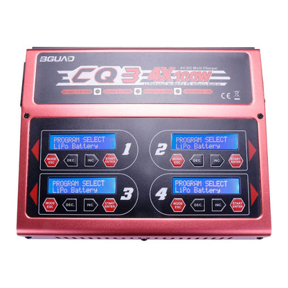 EV-Peak Cq3 100W X 4 RC Multi-Functions 4 Channel Smart Intelligent Balance Charger for Lipo Lihv Life NiMH NiCd Pb Battery Uav