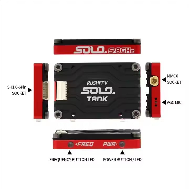 Rush Solo Tank 5.8g Max Vtx Fpv Video Transmitter 1.6W & 2.5W for RC Fpv Drones Accessory